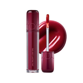 rom&nd The Juicy Lasting Tint 16 Plum Coke swatch shows rich plum red for daily wear.