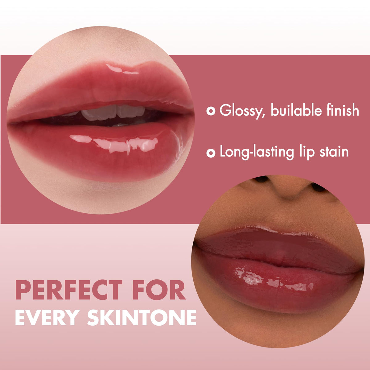rom&nd Juicy Lasting Tint wearer smiling to show natural MLBB glow