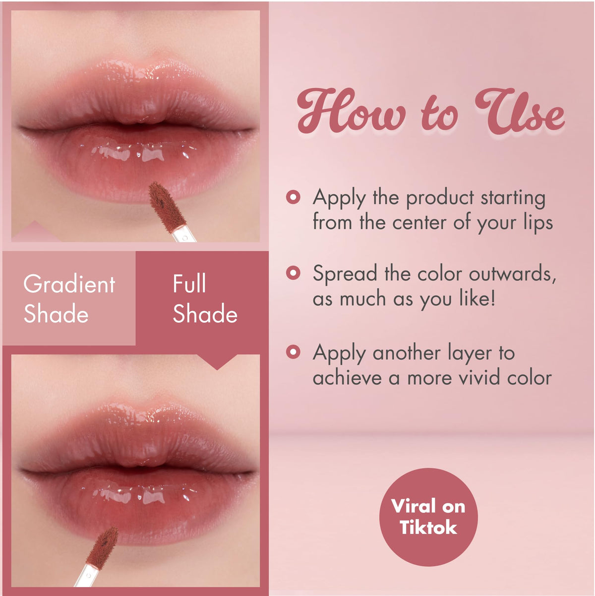 rom&nd Juicy Lasting Tint Nude Peach shade on lips looks natural