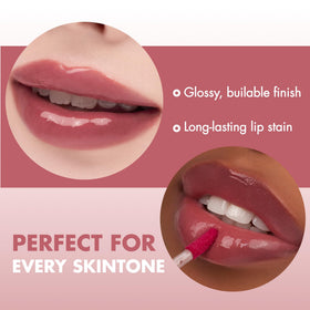 rom&nd Almond Rose shade close-up reveals warm pink with amber undertone