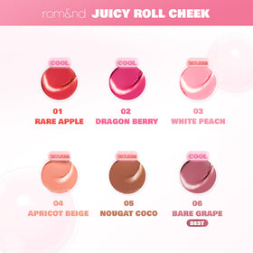 rom&nd JUICY ROLL CHEEK 06 Bare Grape dewy glow in daylight