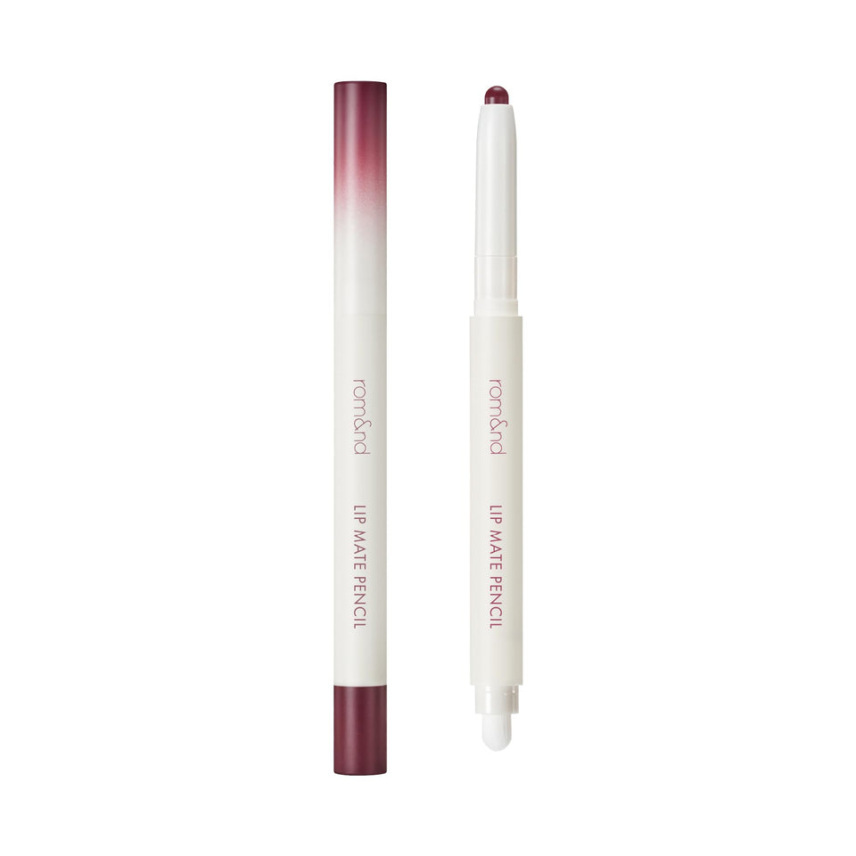 rom&nd Lip Mate Pencil 09 Plum Burgundy close-up tip for precise lip lining and contouring.