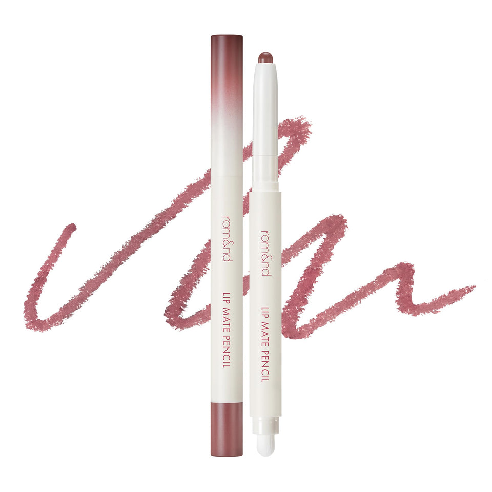 rom&nd LIP MATE PENCIL Fig Spread tip close-up for precise lip definition.