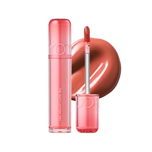 romnd The Juicy Lasting Tint 09 Mulled Peach swatch delivers vibrant color and shine