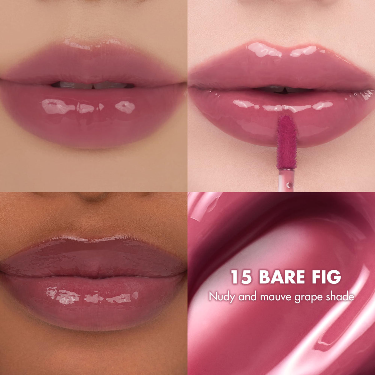 A close-up of romnd Bare Fig swatch showing a natural mauve nude finish.