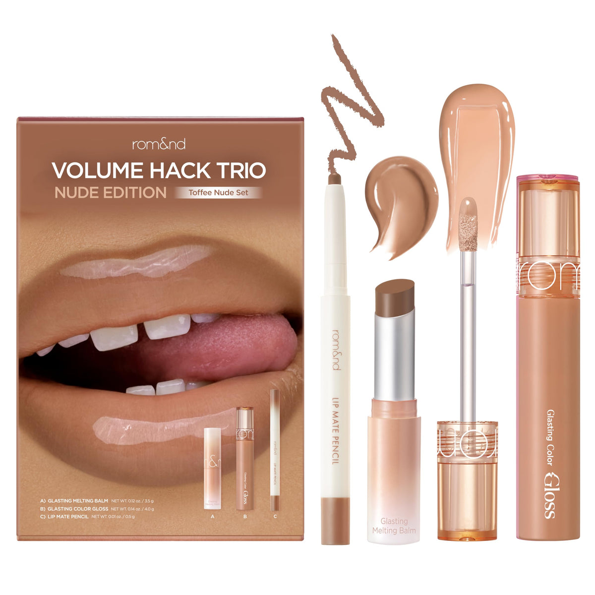rom&nd Line It Pencil in Shell Brown defining lips with natural contour