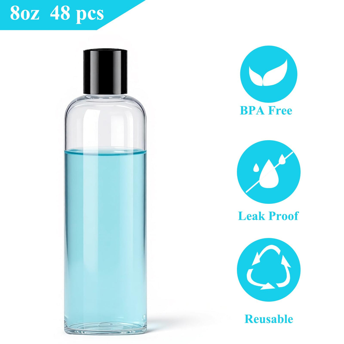 RONIMAN 8oz clear squeeze bottle with disc cap for mess-free dispensing