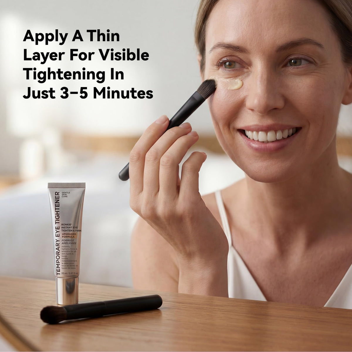 RONKIE Instant Eye Tightener morning routine on vanity
