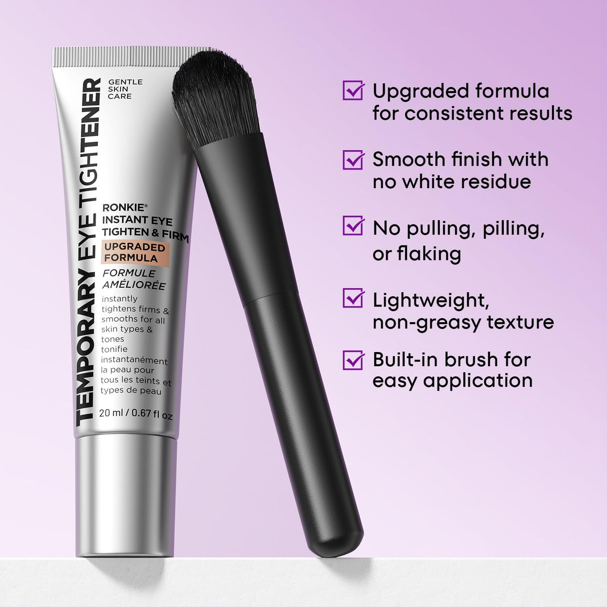 RONKIE Instant Eye Tightener packaging box on a vanity