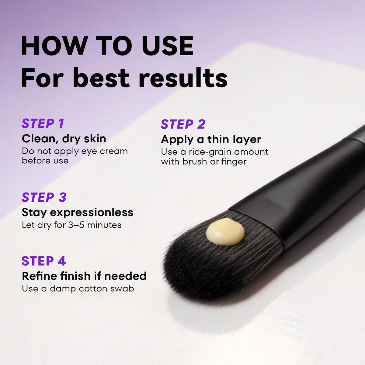 RONKIE Instant Eye Tightener swatch on skin showing easy layering