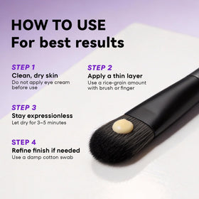 RONKIE Instant Eye Tightener swatch on skin showing easy layering