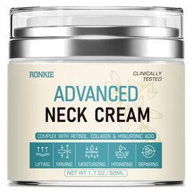 RONKIE Neck Cream bottle with pump for easy application and lifting potential.