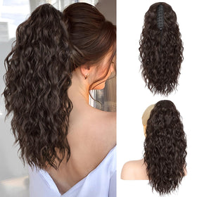 RONTAYA 18-inch dark brown ponytail extension with clip for instant volume.