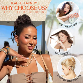 Rontaya 2pc bun set shown on model for quick confident styling.