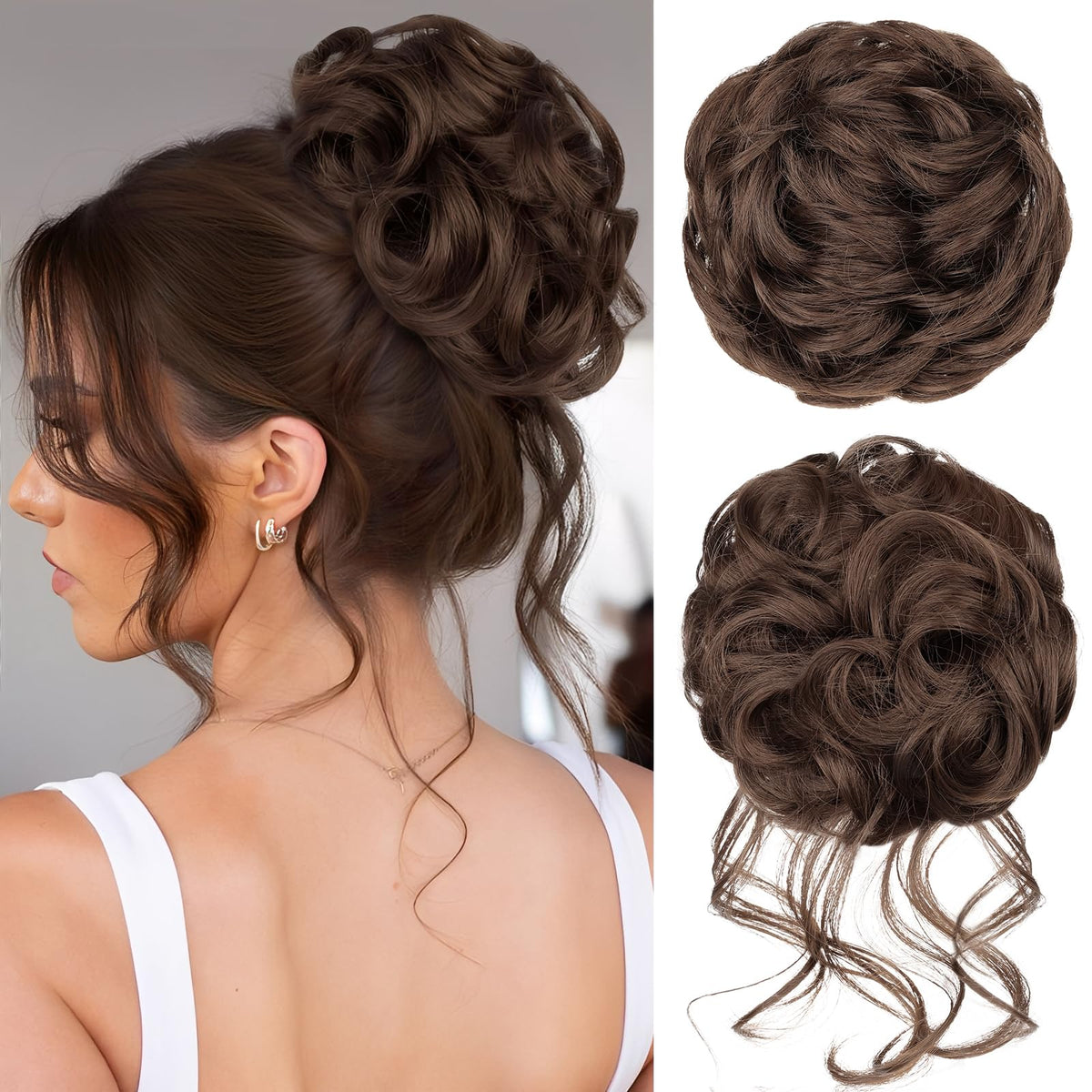 RONTAYA 2pcs messy bun hair pieces for quick volume with natural look.