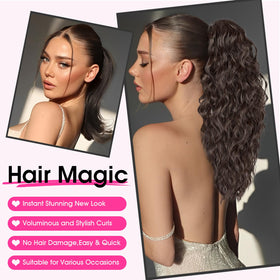 Close-up of the claw clip securing the ponytail for all-day wear.