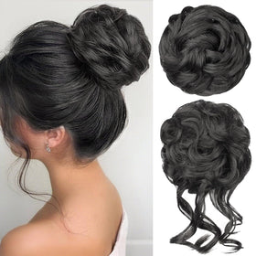 RONTAYA messy bun hair piece in black adds instant volume for daily wear.