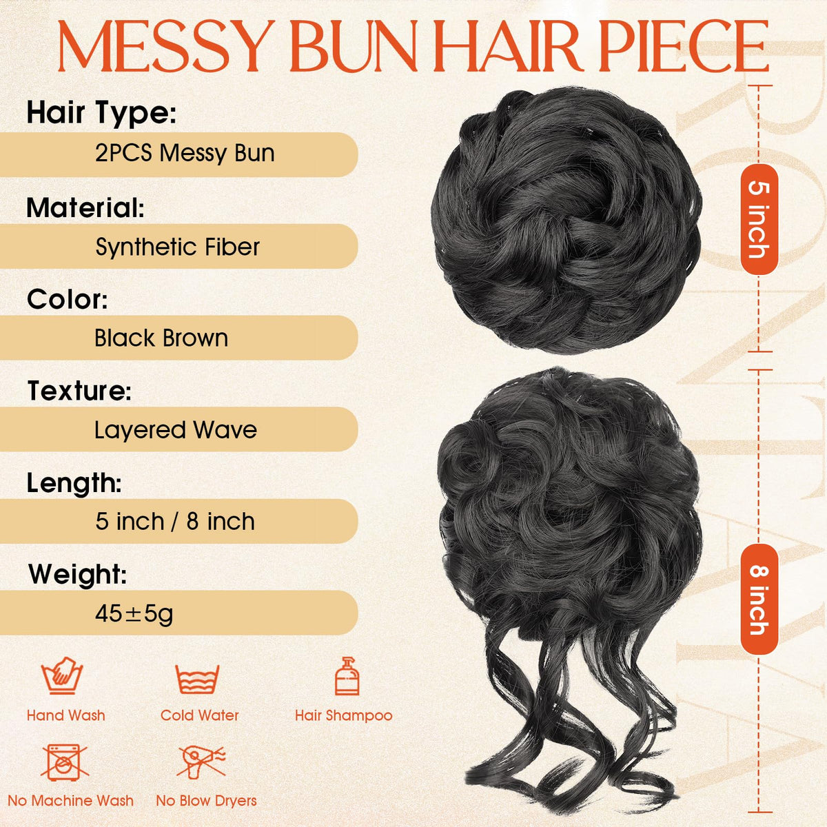RONTAYA messy bun hair piece in brown blends with warm tones for natural look.