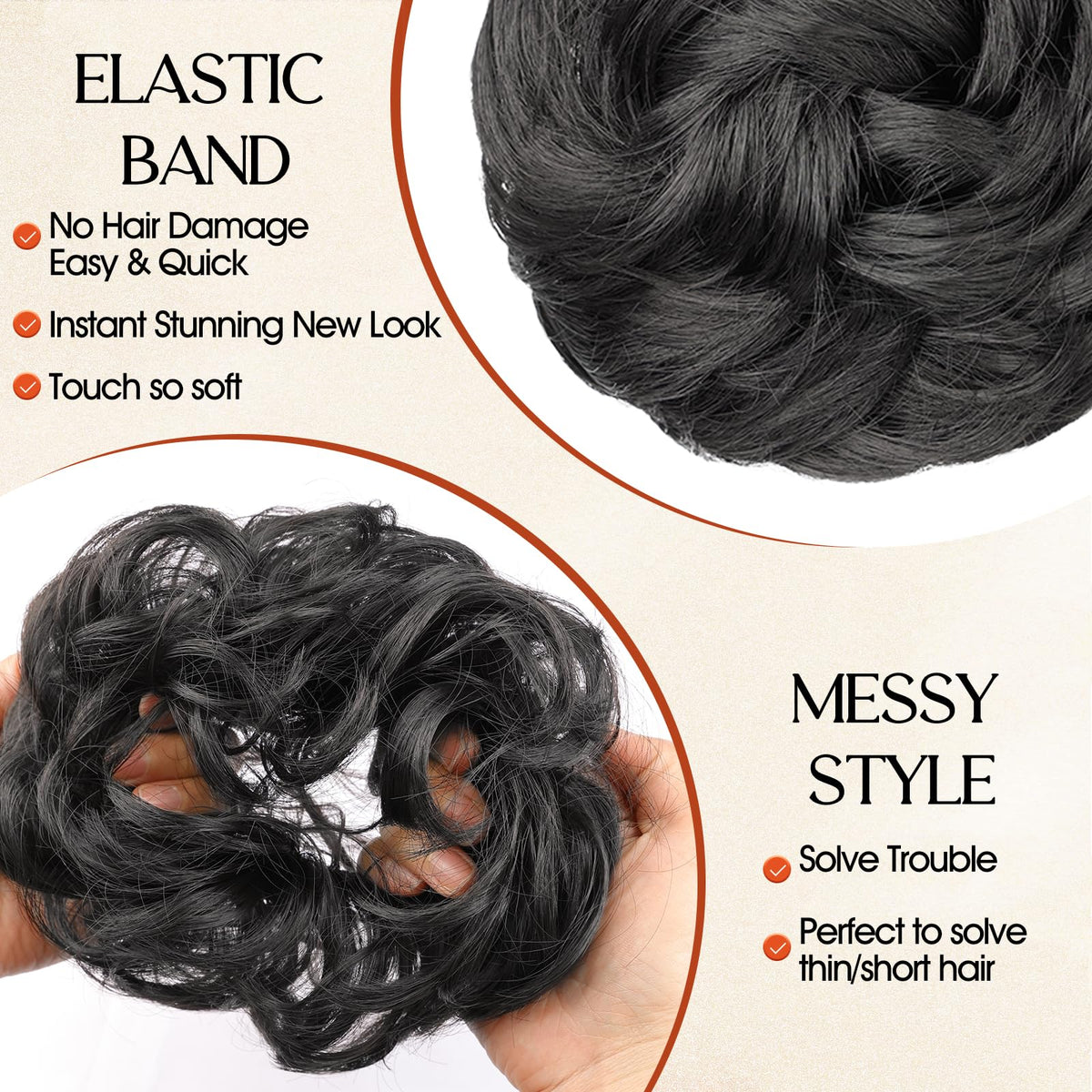 RONTAYA model-half bun with wavy curls for quick style swap.