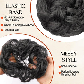 RONTAYA model-half bun with wavy curls for quick style swap.
