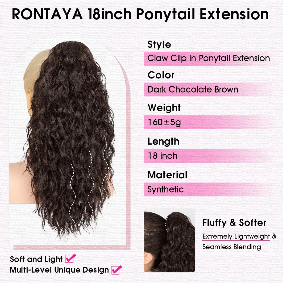 RONTAYA wavy synthetic hair texture with realistic shine.