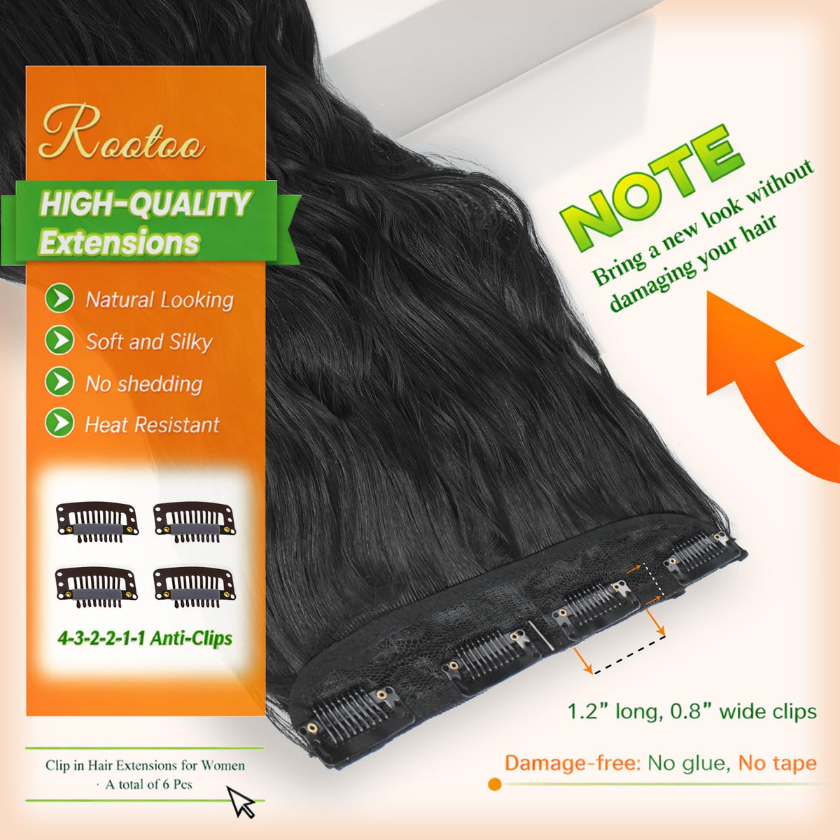 Rootoo 2-clip small weft blends with natural hair