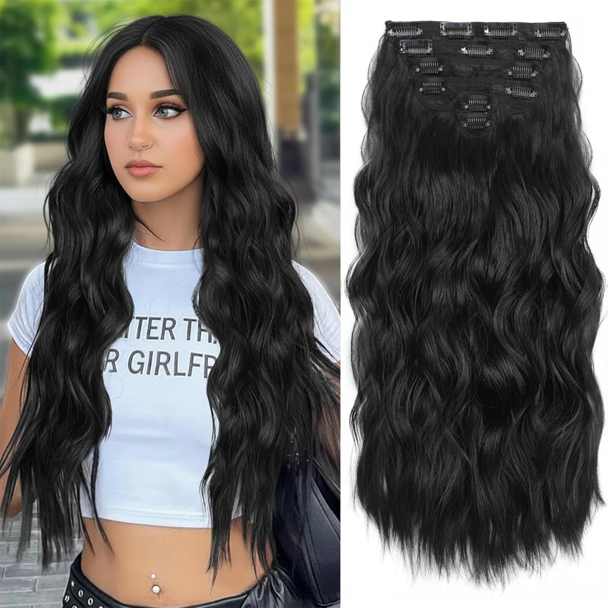 Rootoo clip-in extensions 20-inch wavy curls for instant volume and length