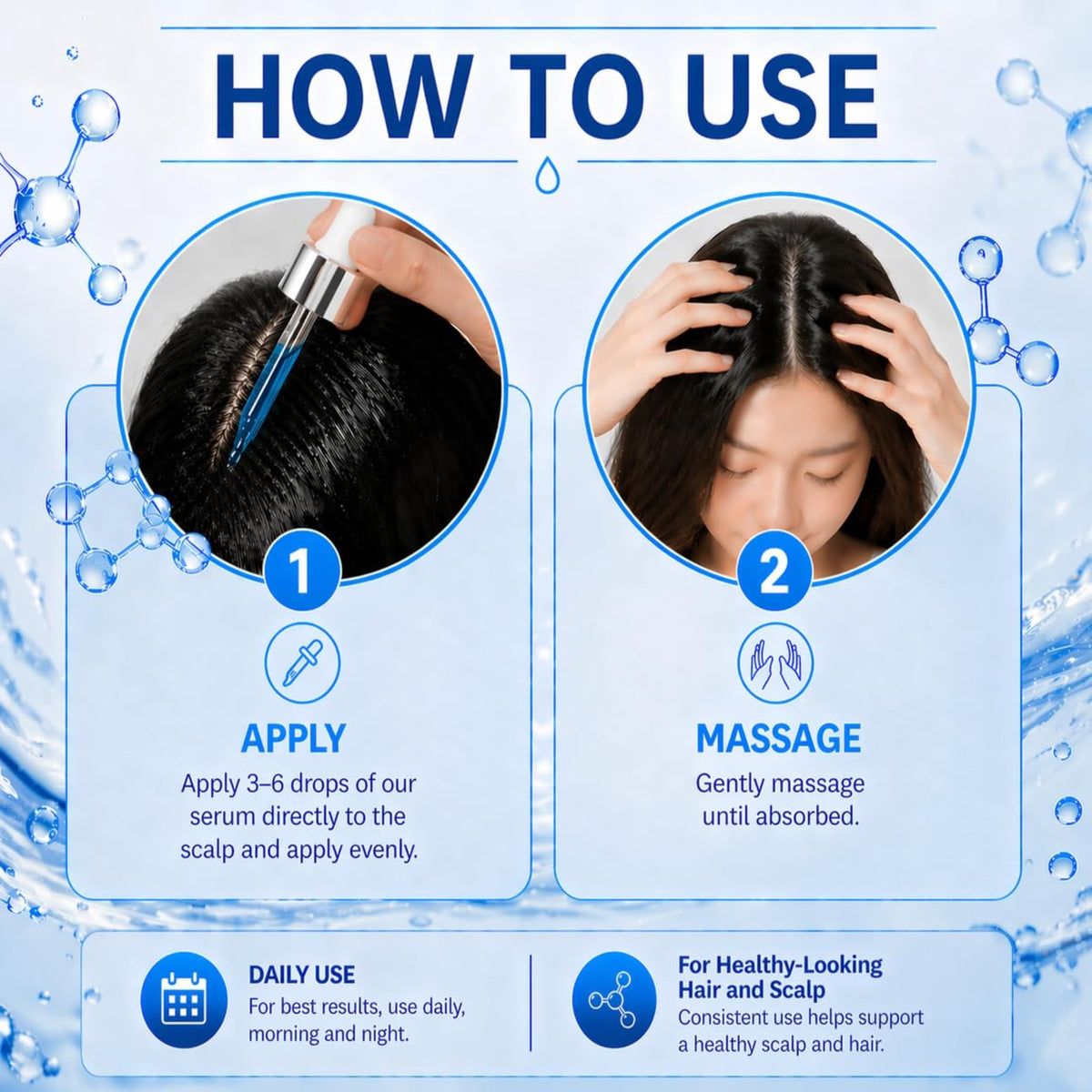 RootRenewal copper peptide serum applied to scalp for lightweight hydration