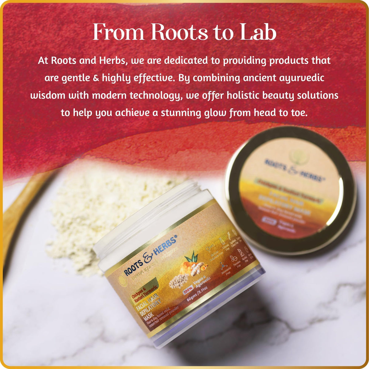 ROOTS AND HERBS kaolin clay-based mask drying on skin