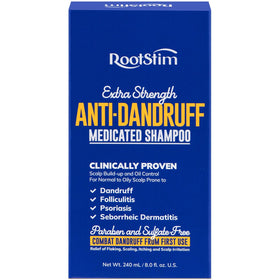 RootStim seborrheic-dermatitis-shampoo bottle-front shows medicated formula for flake relief.