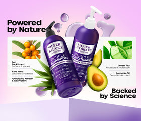 Roottina purple shampoo ingredient close-up with sea buckthorn for nourishment.