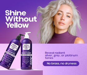 Roottina purple conditioner tube enhances moisture and vibrancy for grey hair.