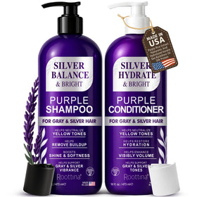 Roottina sulfate-free purple shampoo bottle neutralizes brass for silver hair.