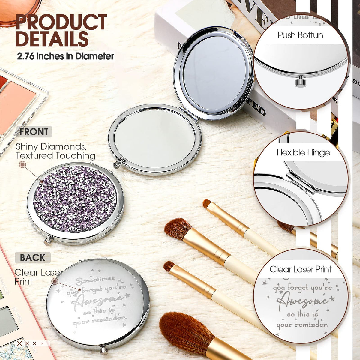 Roowest diamond-decorated design adds style and a scratch-free feel.