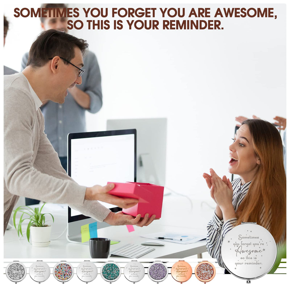 Roowest inspirational compact mirror multicolor-pack, ideal party favors or gifts