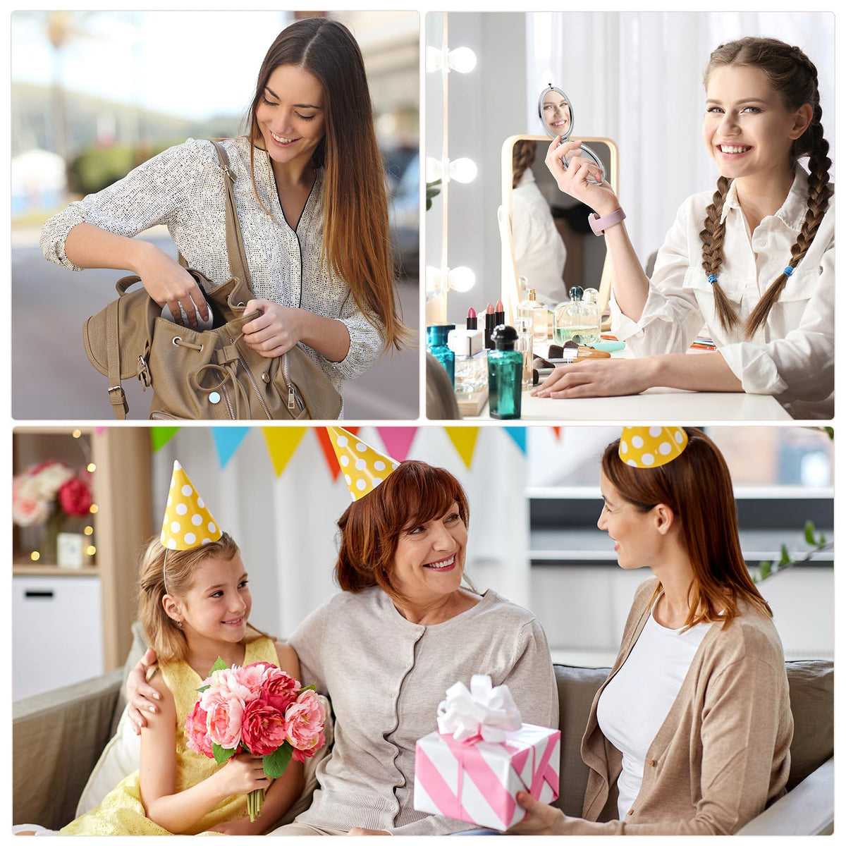 Roowest inspirational compact mirror packaging demonstrates ideal party favors.
