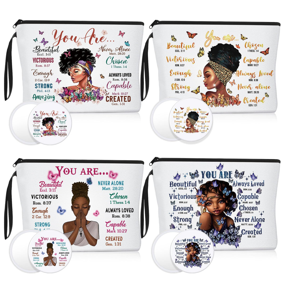 Roowest makeup bag set for black women, organized travel essentials with vibrant design
