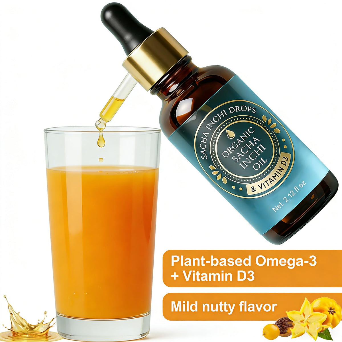 Roreiye Sacha Inchi Oil Drops amber bottle conveys premium plant-based nourishment.