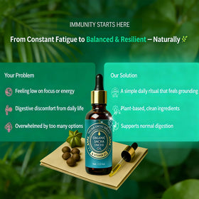 Roreiye Sacha Inchi Oil Drops closeup highlights rich omega-3 content in a liquid.
