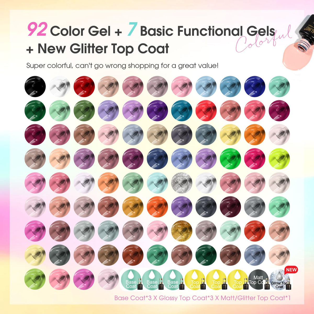 ROSALIND 92-color bottles display vibrant hues ideal for custom nail art.