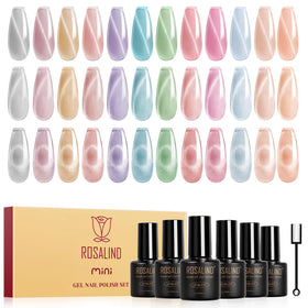 ROSALIND cat eye gel polish set with 12 colors and magnet stick for versatile finishes.