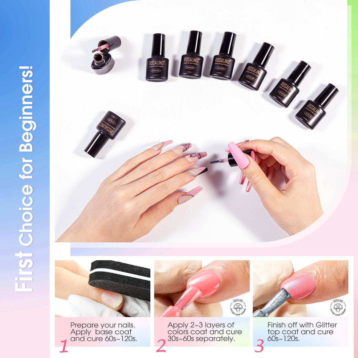 ROSALIND easy-glide brush ensures smooth, even application during DIY manicures.