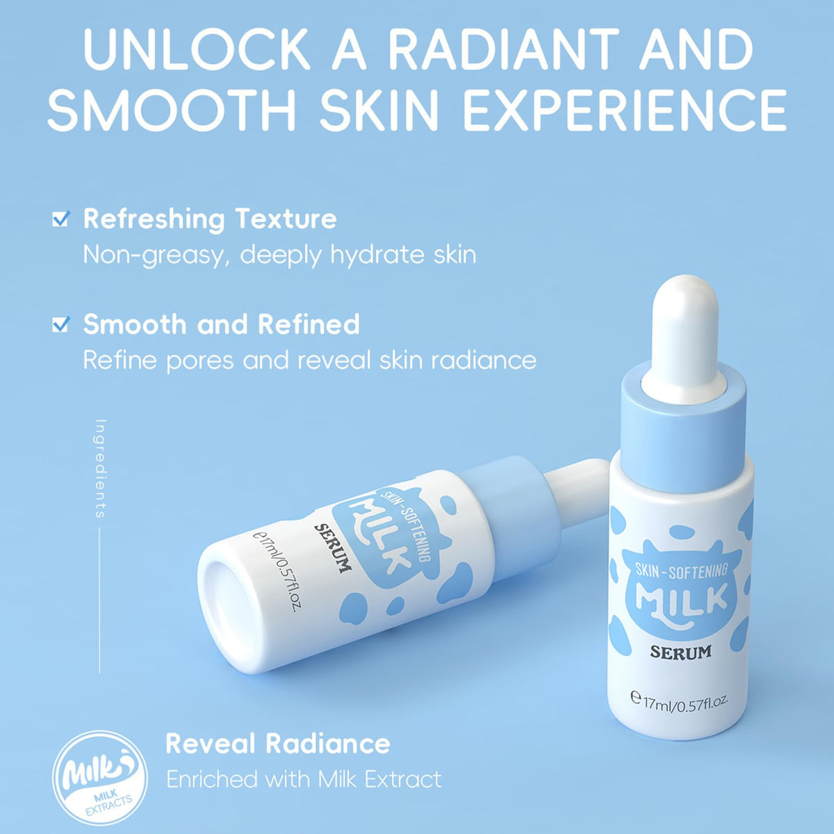 Rosardene Milk Serum absorbs quickly for a supple, radiant look.