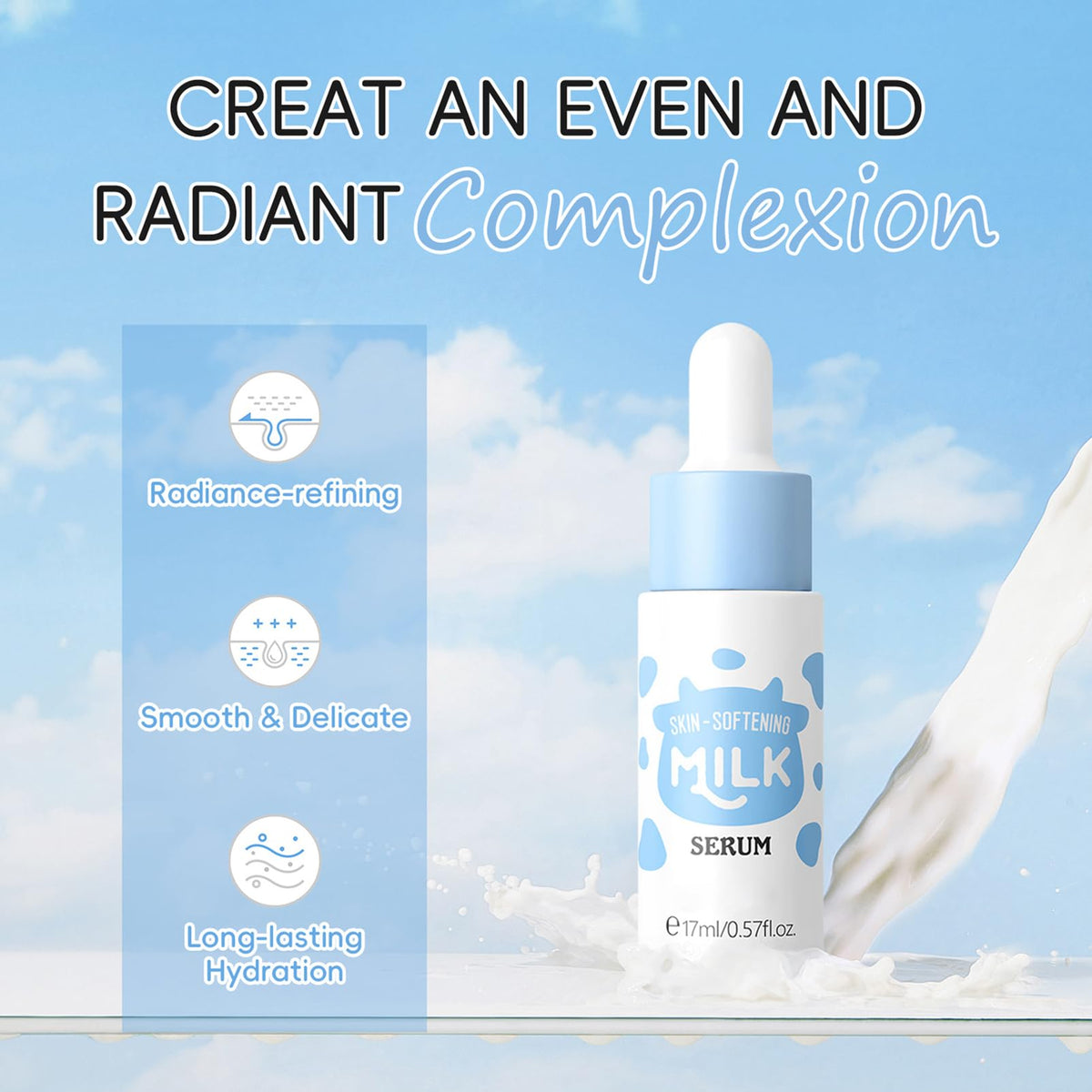 Rosardene Milk Serum bottle delivering lightweight hydration for teens.