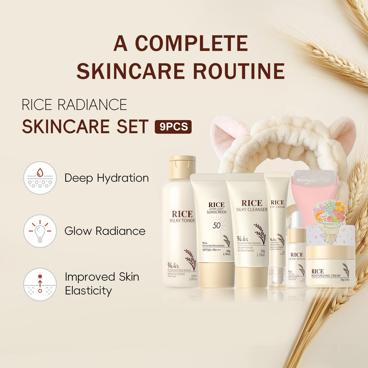 Rosardene Rice Toner bottle preps skin for hydration and smoother texture