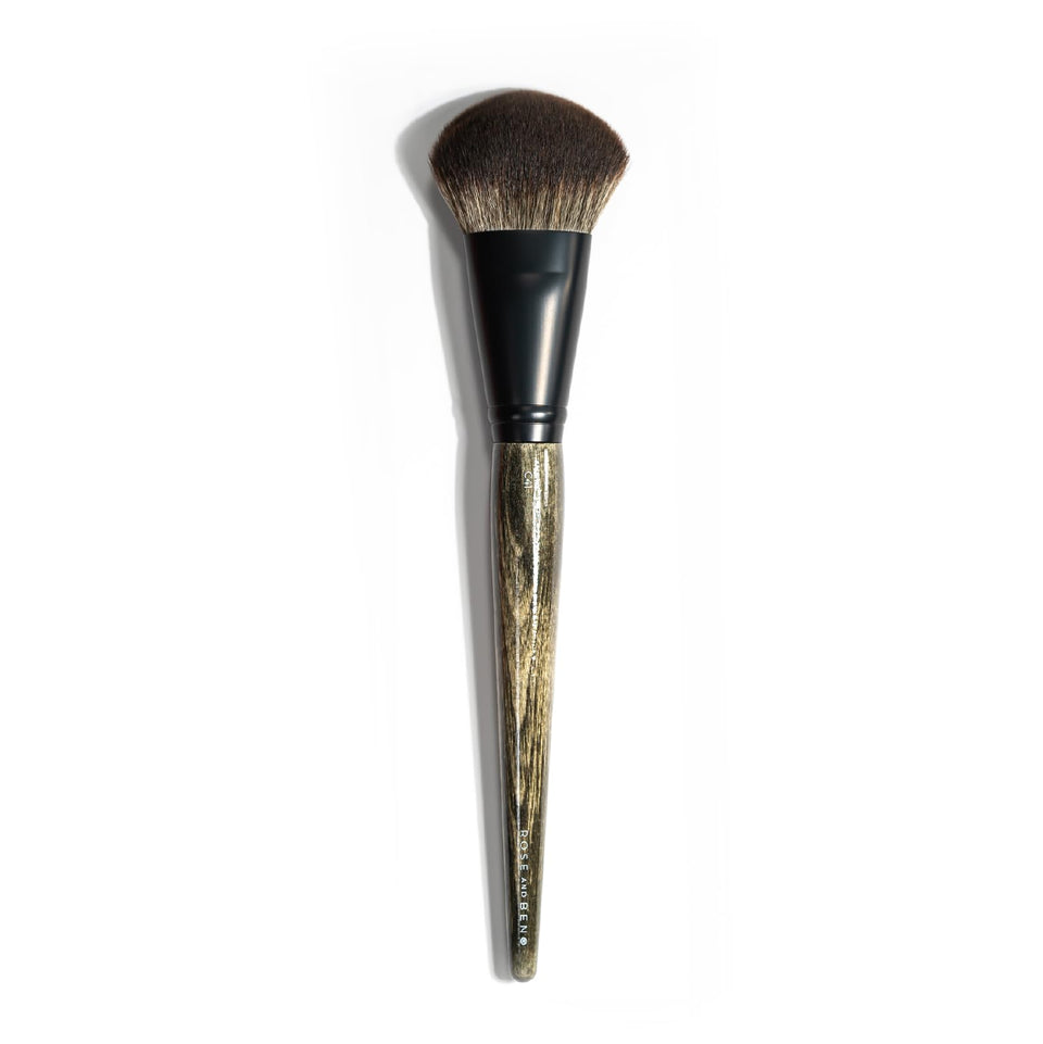 Rose and Ben Beauty C41 blush brush angle closeup for precise application
