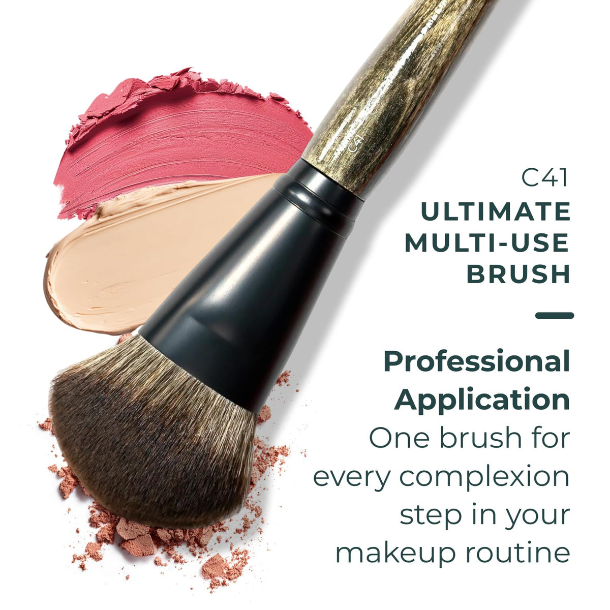 Rose and Ben Beauty C41 blush brush demonstrates seamless face blending