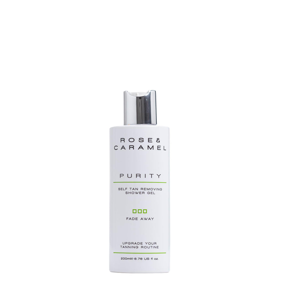 Rose & Caramel Purity Fade Away pump bottle for effortless tan removal
