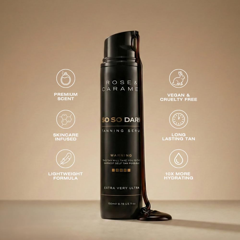 Rose and Caramel So So Dark hands applying the serum for streak-free results.