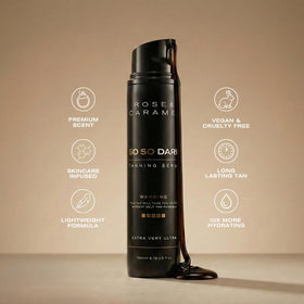 Rose and Caramel So So Dark hands applying the serum for streak-free results.